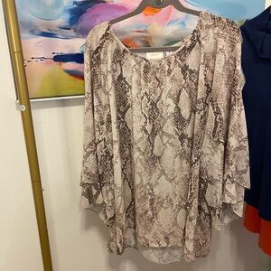 Chico's Snake Print cold shoulder poncho Top